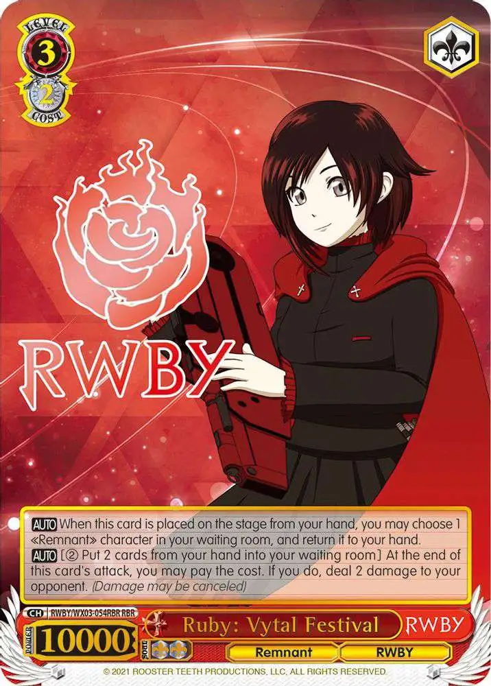 Weiss Schwarz Trading Card Game RWBY Climax Rare Ruby: Vytal Festival RWBY/WX03-072