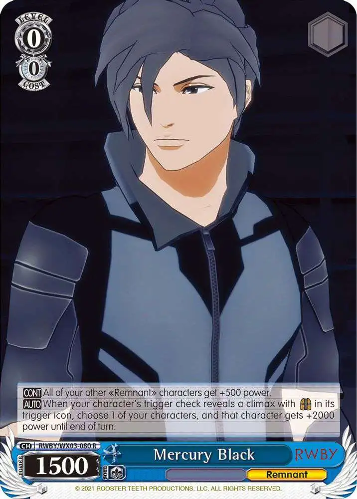 Weiss Schwarz Trading Card Game RWBY Rare Mercury Black RWBY/WX03-080