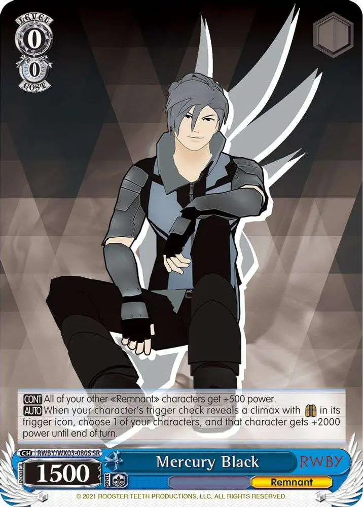 Weiss Schwarz Trading Card Game RWBY Super Rare Mercury Black RWBY/WX03-080S