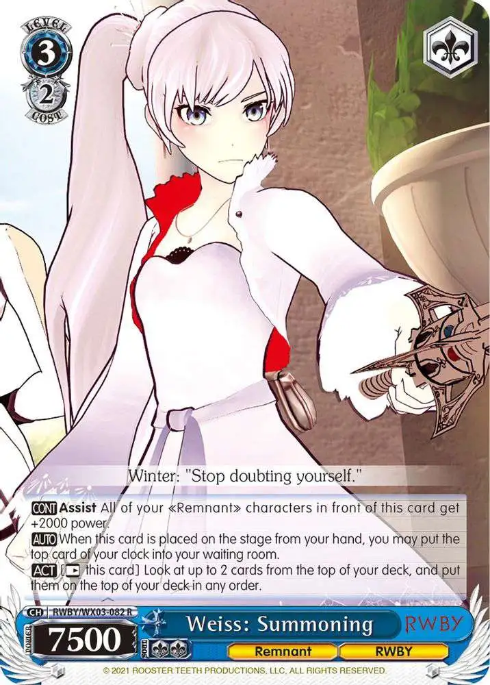 Weiss Schwarz Trading Card Game RWBY Rare Weiss: Summoning RWBY/WX03-082