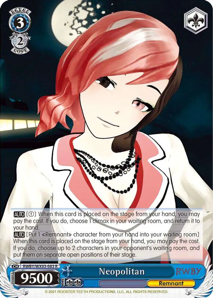 Weiss Schwarz Trading Card Game RWBY Rare Neopolitan RWBY/WX03-083