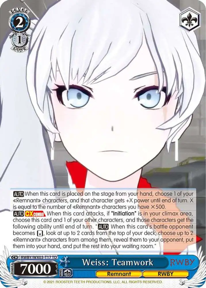 Weiss Schnee RWBY hot Weiss Schwarz