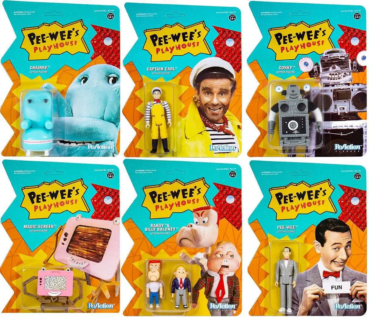 ReAction Pee Wees Playhouse 3.75 Set of 6 Action Figures