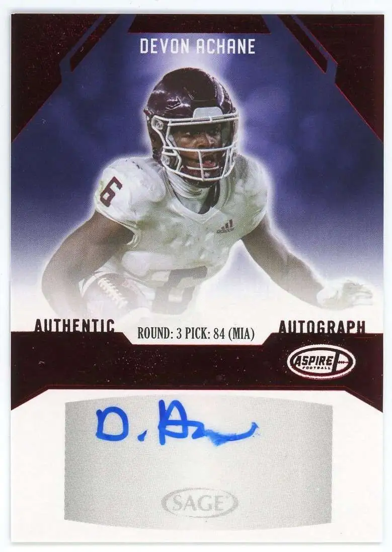 NFL 2023 Sage Red Foil Devon Achane ASP-DA [Rookie Auto]