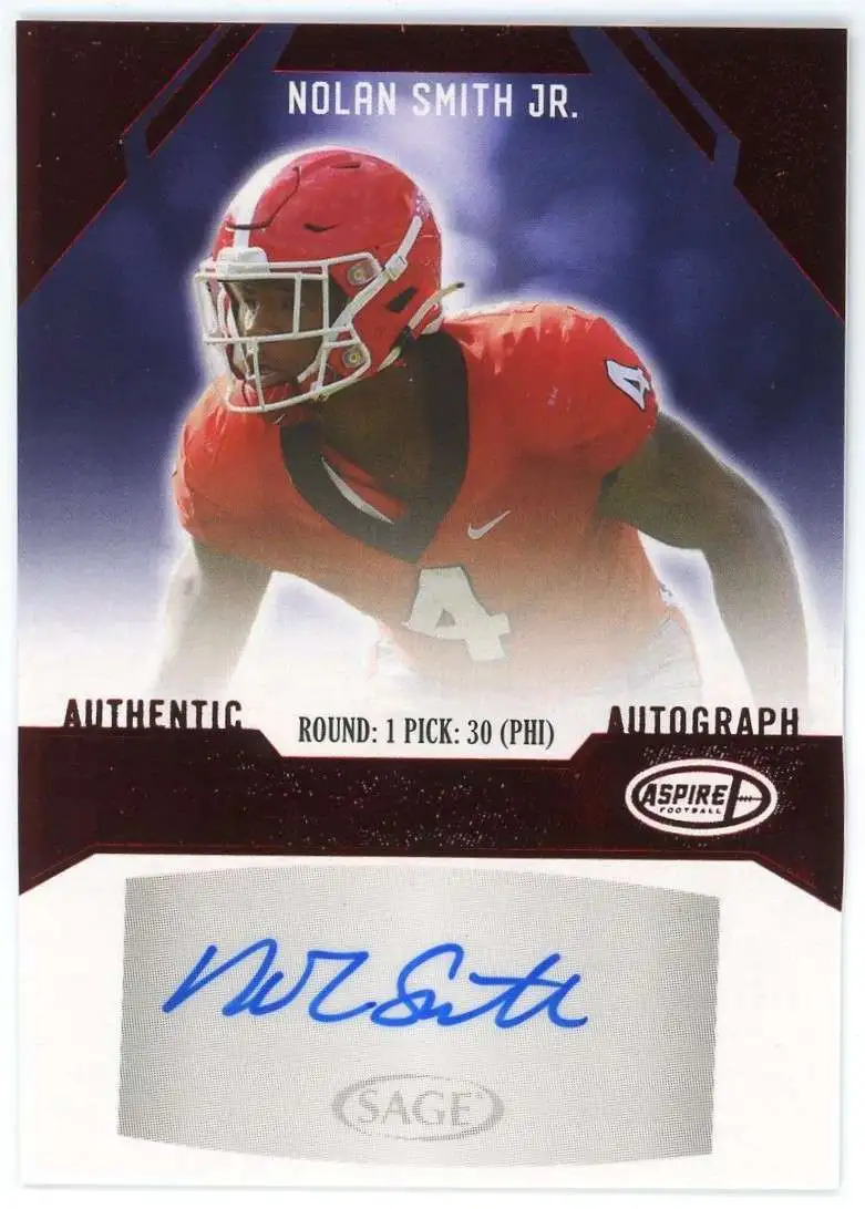 NFL 2023 Sage Red Foil Nolan Smith Jr. ASP-NSJ [Rookie Auto]