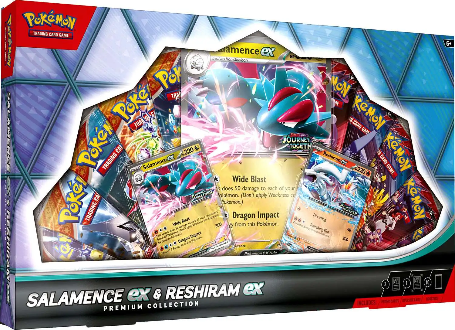 Pokemon Scarlet & Violet Salamence ex & Reshiram ex Premium Collection [10 Booster Packs, 2 Foil Promos, Oversize Card & More]