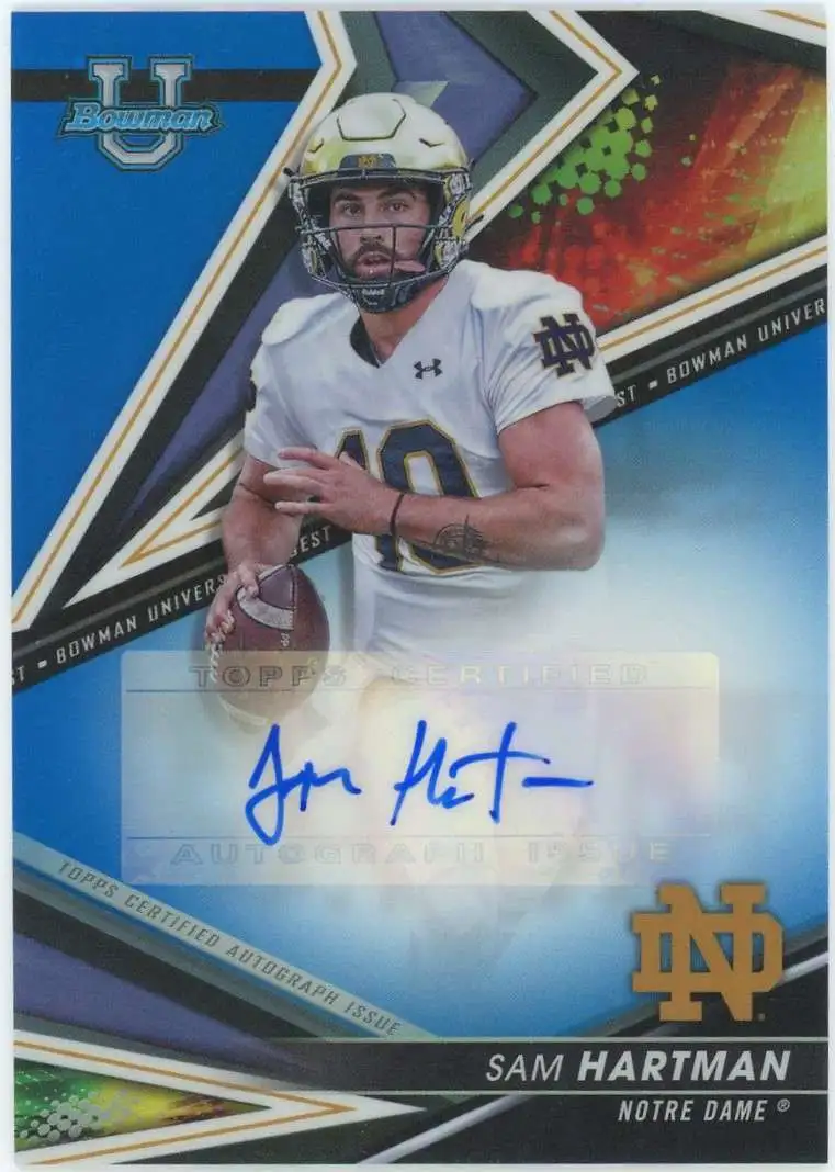 NFL 2022 Bowman University's Best 120/150 Blue Refractor Sam Hartman BA-SH [Pre-Rookie Auto]