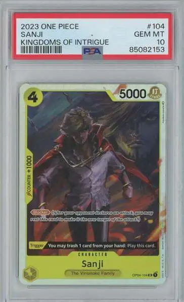 One Piece Trading Card Game Kingdoms of Intrigue Sanji Graded Card OP04-104 [PSA Gem Mint 10] [PSA 10 Gem Mint]