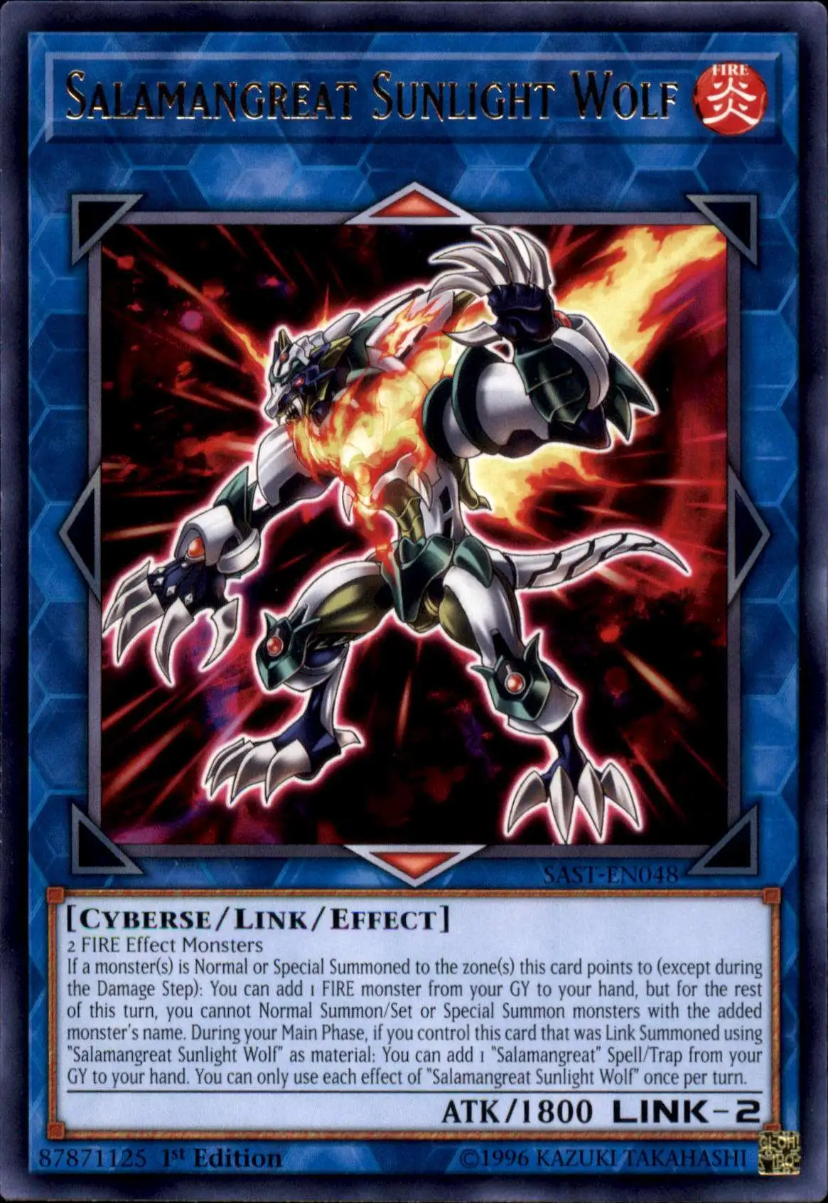 YuGiOh Savage Strike Rare Salamangreat Sunlight Wolf SAST-EN048