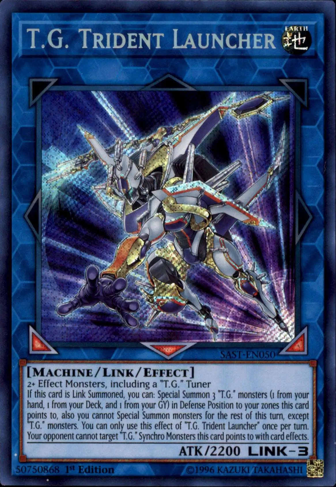 YuGiOh Savage Strike Secret Rare T.G. Trident Launcher SAST-EN050