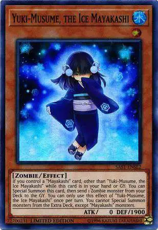 YuGiOh Savage Strike Super Rare Yuki-Musume, the Ice Mayakashi SAST-ENSE2