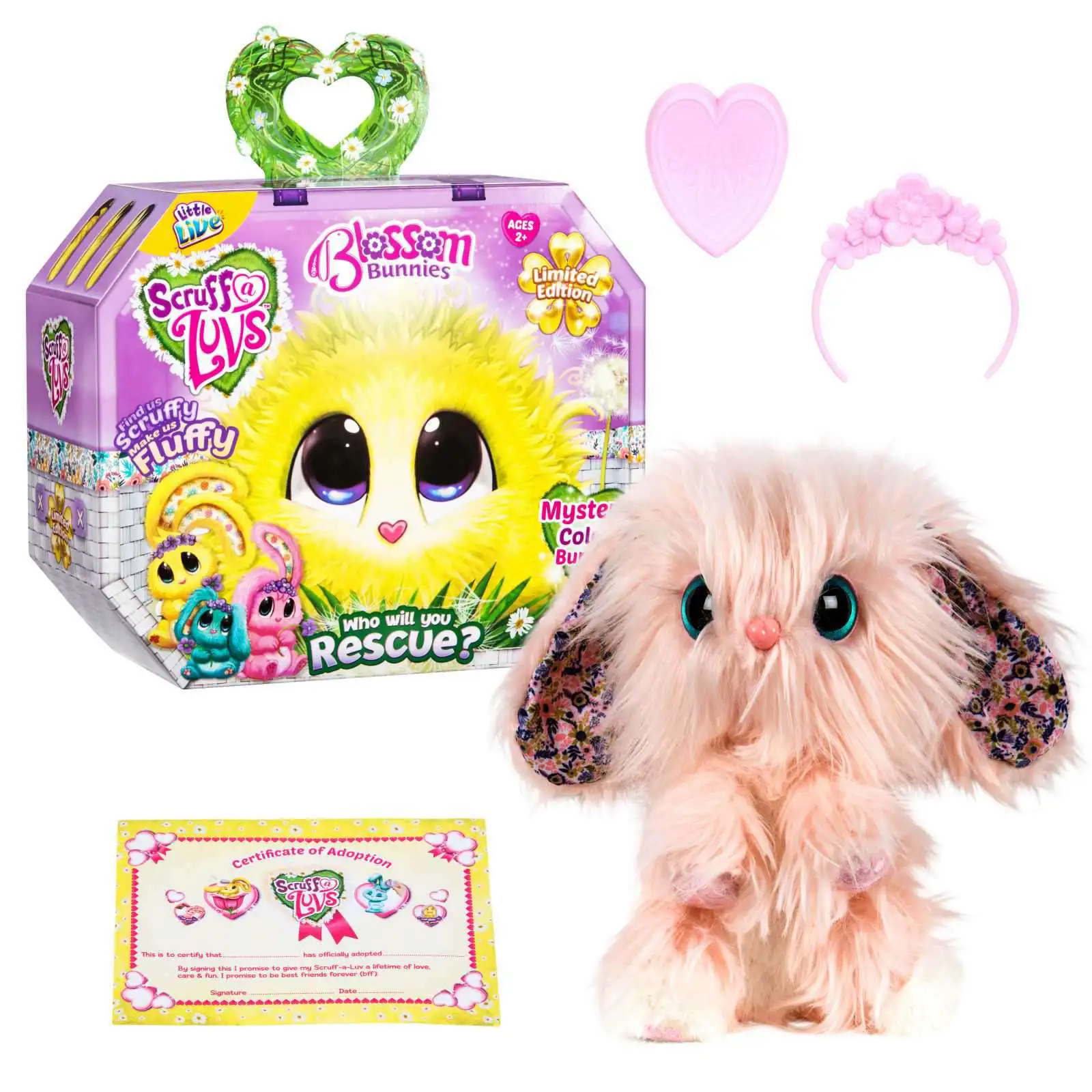 Little Live Pets Scruff A Luvs Blossom Bunnies Plush Surprise Rescue Pet [1 RANDOM COLOR BUNNY!]