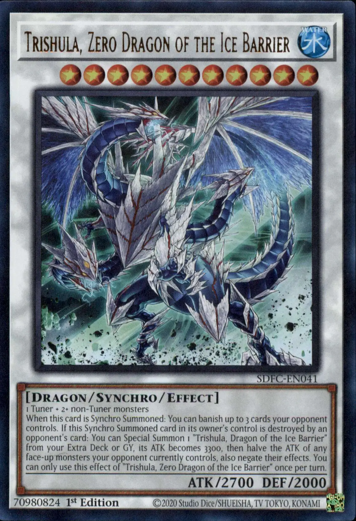 YuGiOh Freezing Chains Ultra Rare Trishula, Zero Dragon of the Ice Barrier SDFC-EN041