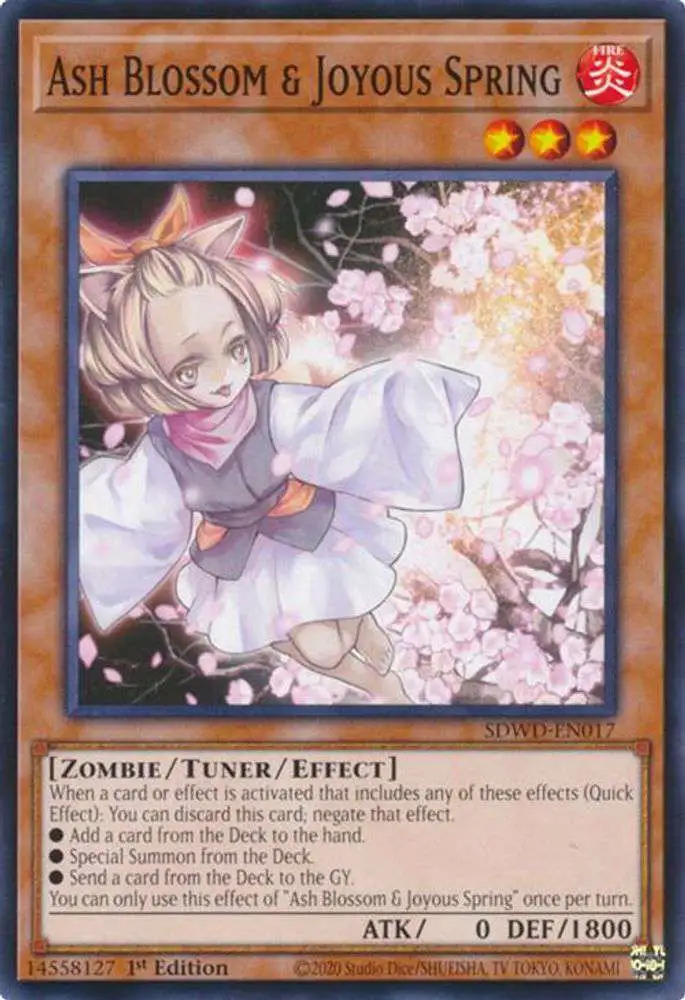 YuGiOh Trading Card Game Blue-Eyes White Destiny Structure Deck Common / Short Print Ash Blossom & Joyous Spring SDWD-EN017