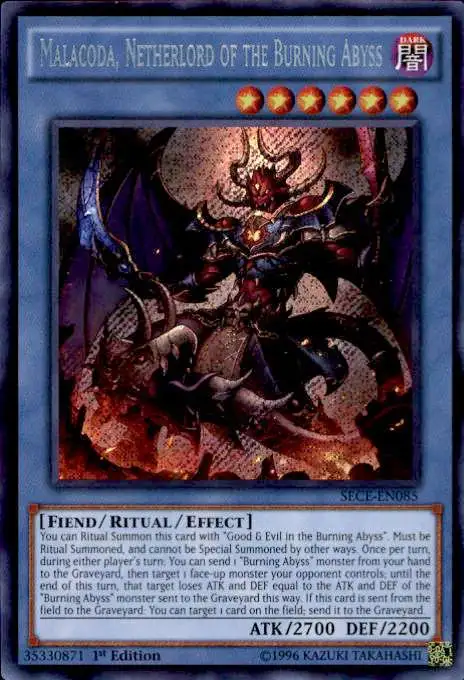 YuGiOh Secrets of Eternity Secret Rare Malacoda, Netherlord of the Burning Abyss SECE-EN085