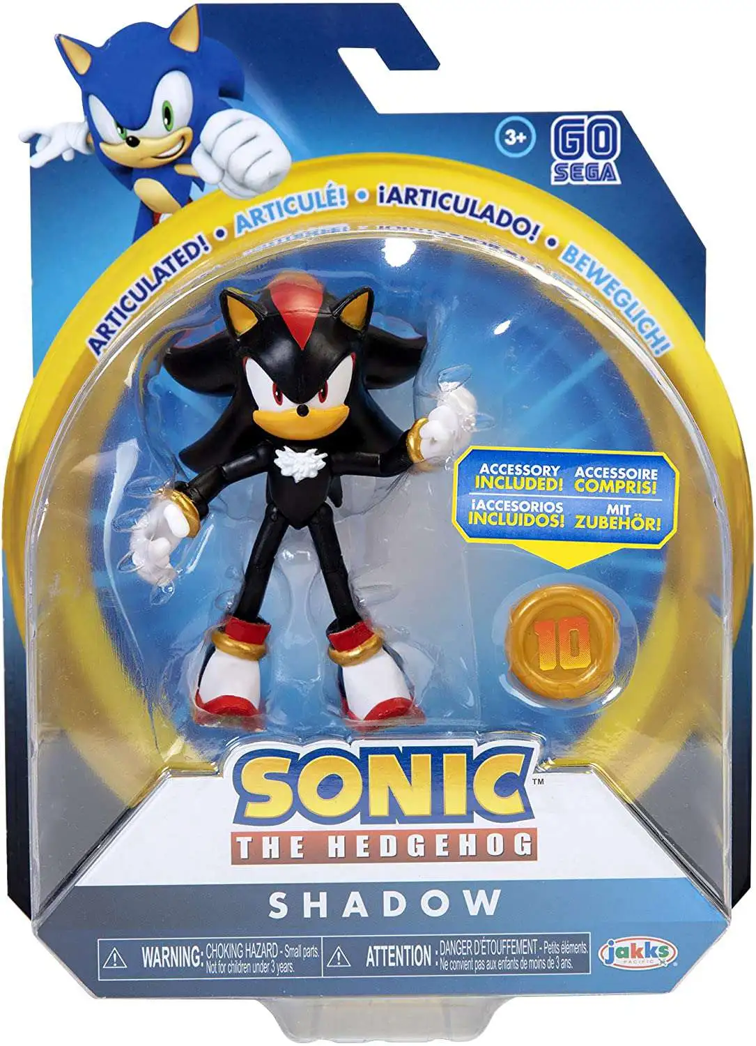 JAKKS Pacific Sonic The Hedgehog 4" Super Shadow Figure with Chaos Emerald for sale online 