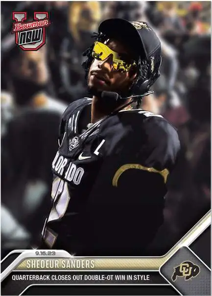 NCAA Colorado University 2023 Bowman U NOW Football Shedeur Sanders #5 [Quarterback Closes Out Double-OT Win In Style]
