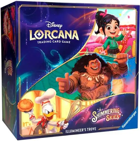 Disney Lorcana Trading Card Game Shimmering Skies Illumineer's Trove [8 Booster Packs, Storage Box & More]