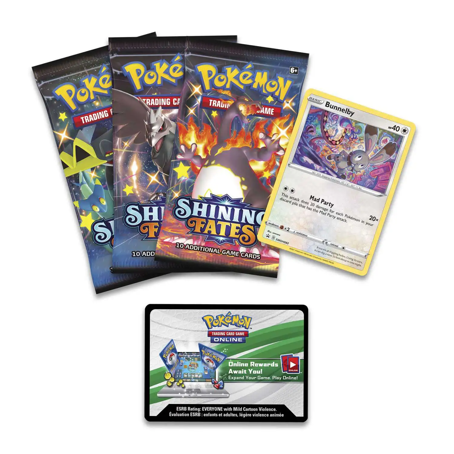 Pokemon Trading Card Game Shining Fates Bunnelby Mad Party Pin Collection 3  Booster Packs, Promo Card Pin Pokemon USA - ToyWiz
