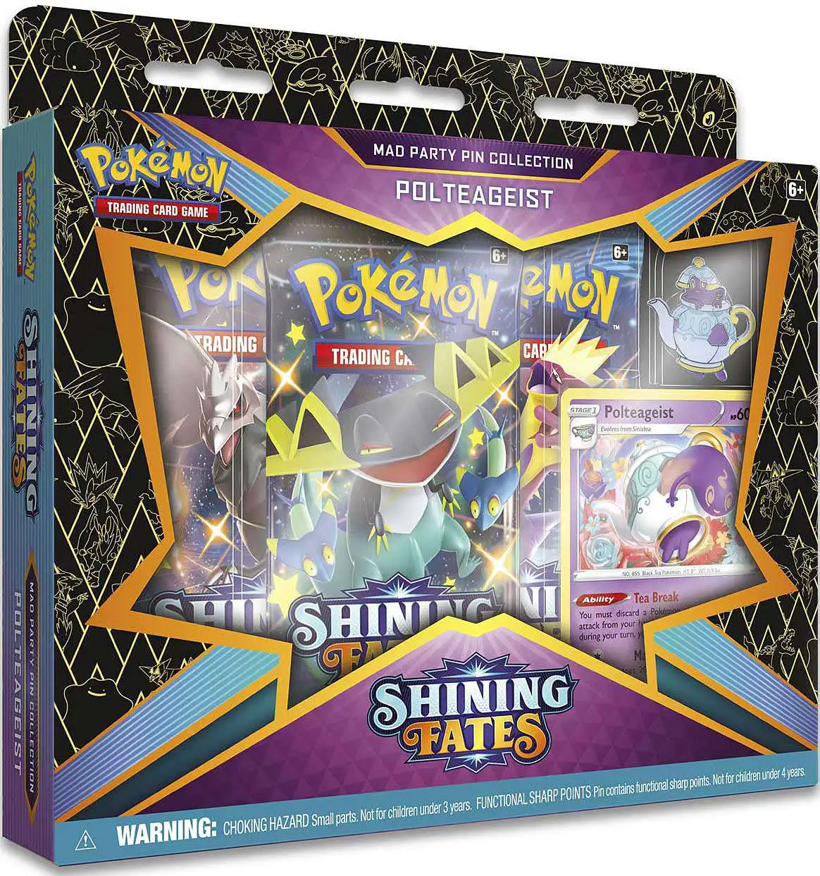 Pokemon Polteageist Mad Party Pin Collection Box 3 Shining Fates Boosters & More 