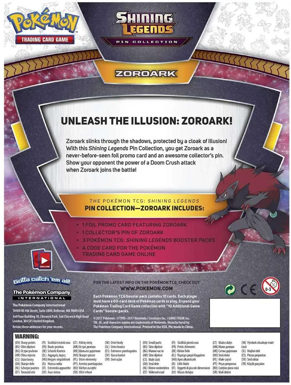 Zoroark Shining Legends Pin Collection Pokémon TCG PIN ONLY 