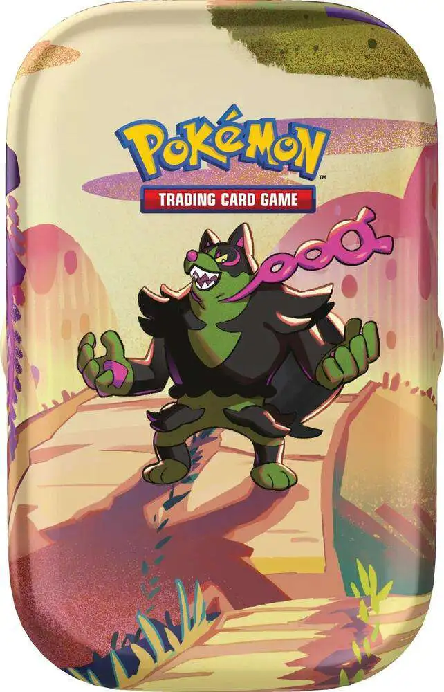 Pokemon Scarlet & Violet Shrouded Fable Okidogi Mini Tin [2 Booster Packs & Sticker Sheet]