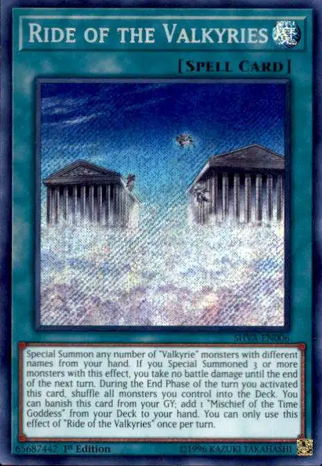 YuGiOh Shadows over Valhalla Single Card Secret Rare Ride of the Valkyries SHVA-EN006 - ToyWiz YuGiOh Shadows over Valhalla Single Card Secret Rare Ride of the Valkyries SHVA-EN006 - ToyWiz