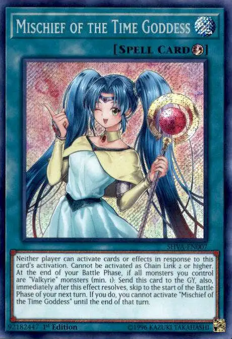 YuGiOh Shadows over Valhalla Secret Rare Mischief of the Time Goddess SHVA-EN007