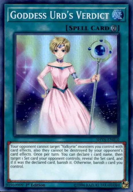 YuGiOh Shadows over Valhalla Super Rare Goddess Urd's Verdict SHVA-EN010
