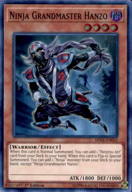 YuGiOh Shadows over Valhalla Super Rare Ninja Grandmaster Hanzo SHVA-EN022