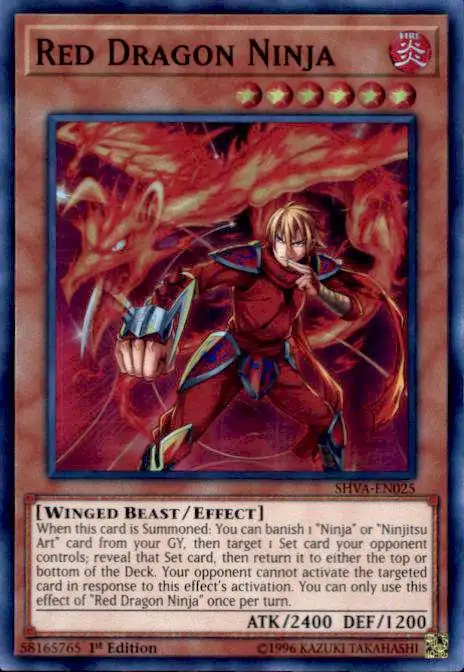 YuGiOh Shadows over Valhalla Super Rare Red Dragon Ninja SHVA-EN025