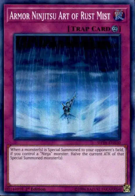 YuGiOh Shadows over Valhalla Super Rare Armor Ninjitsu Art of Rust Mist SHVA-EN030