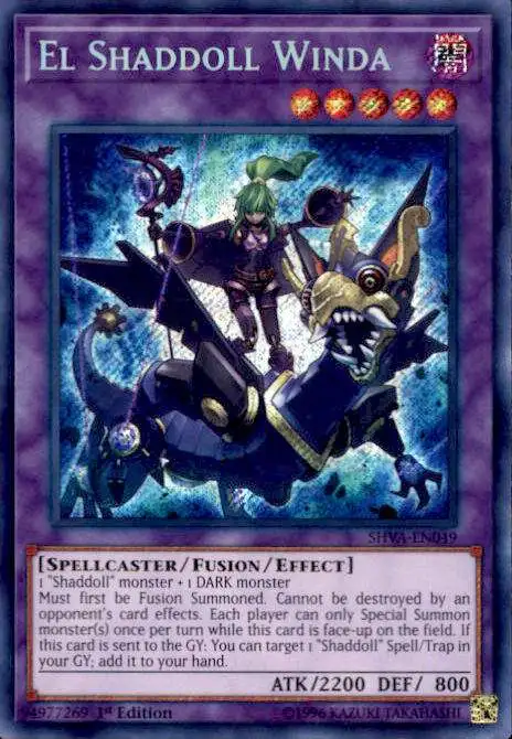 YuGiOh Shadows over Valhalla Secret Rare El Shaddoll Winda SHVA-EN049