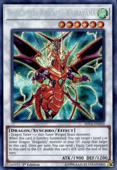 YuGiOh Shadows over Valhalla Secret Rare Dragunity Knight - Vajrayana SHVA-EN050