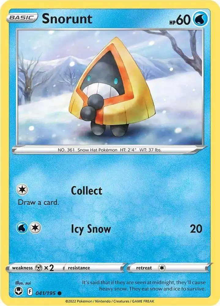 Pokemon Trading Card Game Sword & Shield Silver Tempest Common Snorunt #41