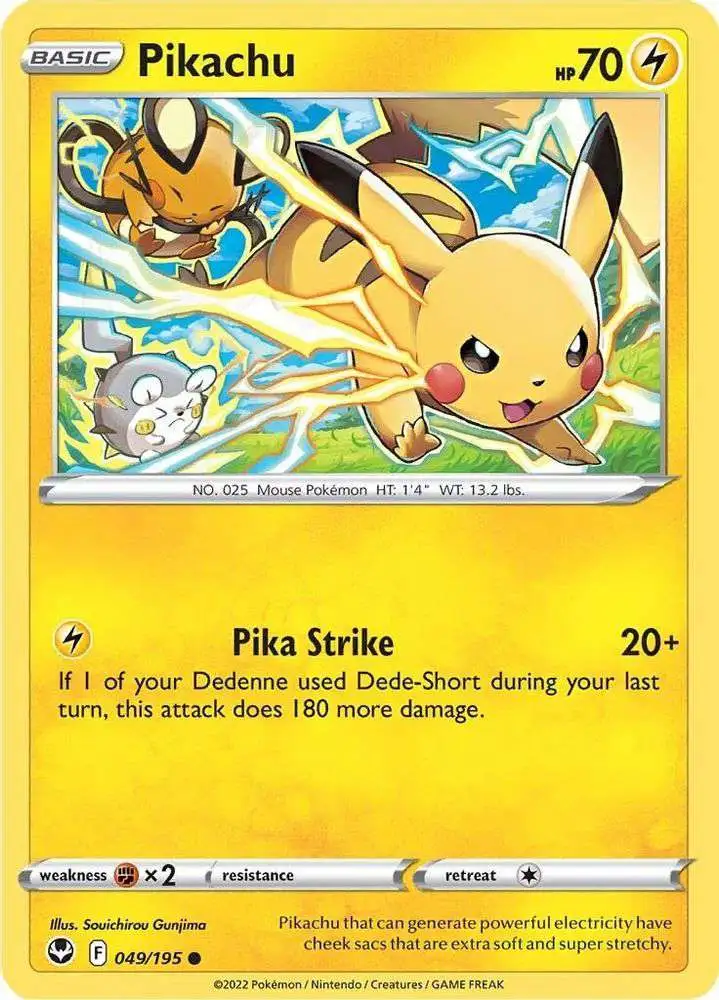 Pokemon Trading Card Game Sword & Shield Silver Tempest Common Pikachu #49