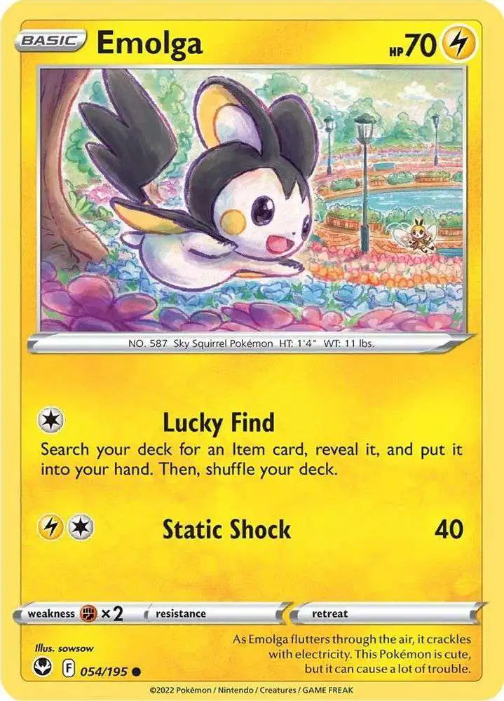 Pokemon Trading Card Game Sword & Shield Silver Tempest Common Emolga #54