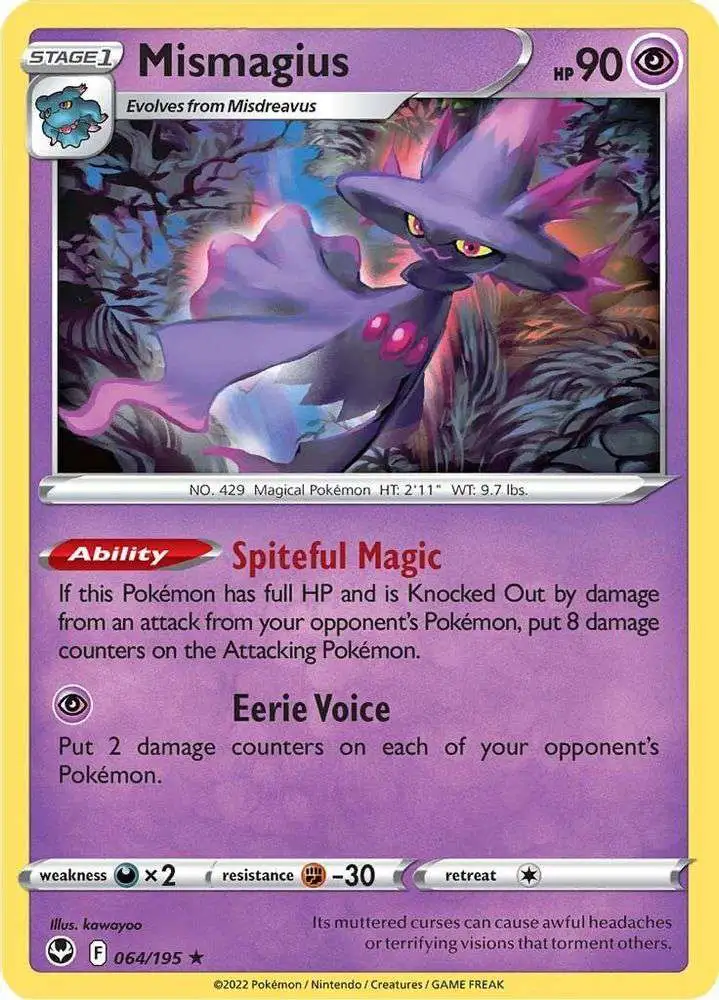Pokemon Trading Card Game Sword & Shield Silver Tempest Rare Mismagius #64
