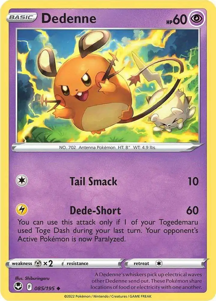 Pokemon Trading Card Game Sword & Shield Silver Tempest Uncommon Dedenne #85