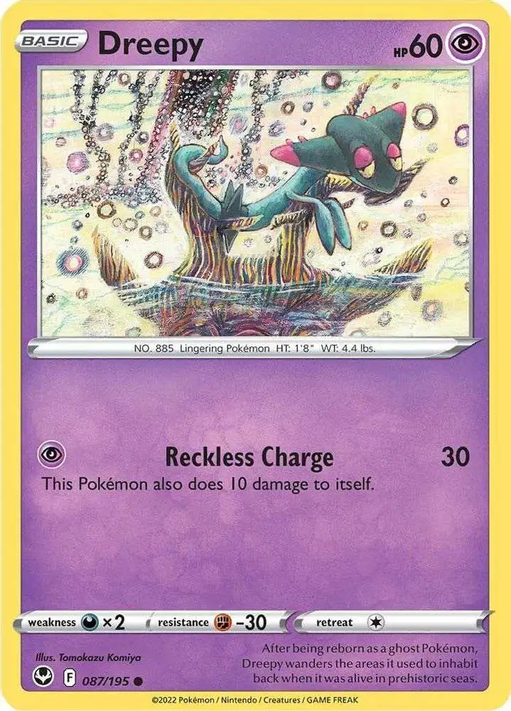 Pokemon Trading Card Game Sword & Shield Silver Tempest Common Dreepy #87