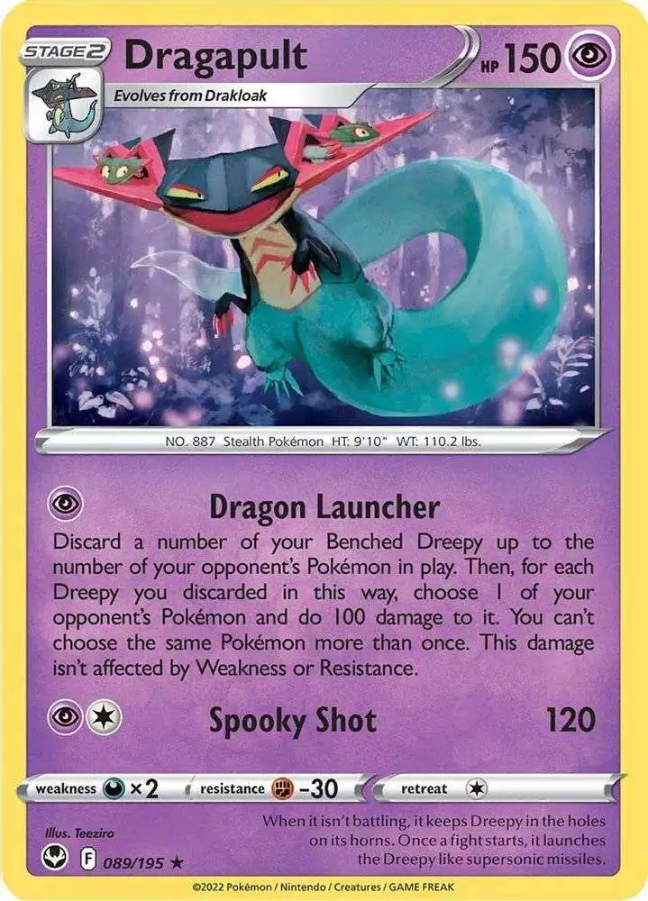 Pokemon Trading Card Game Sword & Shield Silver Tempest Holo Rare Dragapult #89