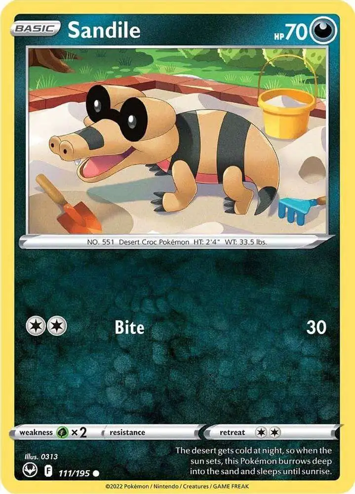 Pokemon Trading Card Game Sword & Shield Silver Tempest Common Sandile #111