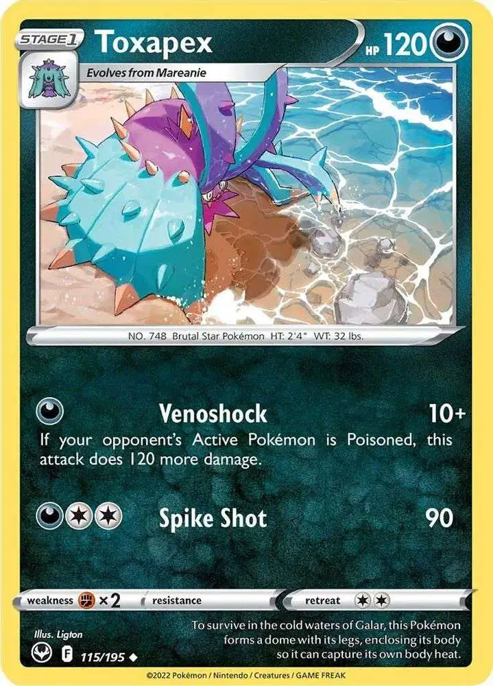 Pokemon Trading Card Game Sword & Shield Silver Tempest Uncommon Toxapex #115