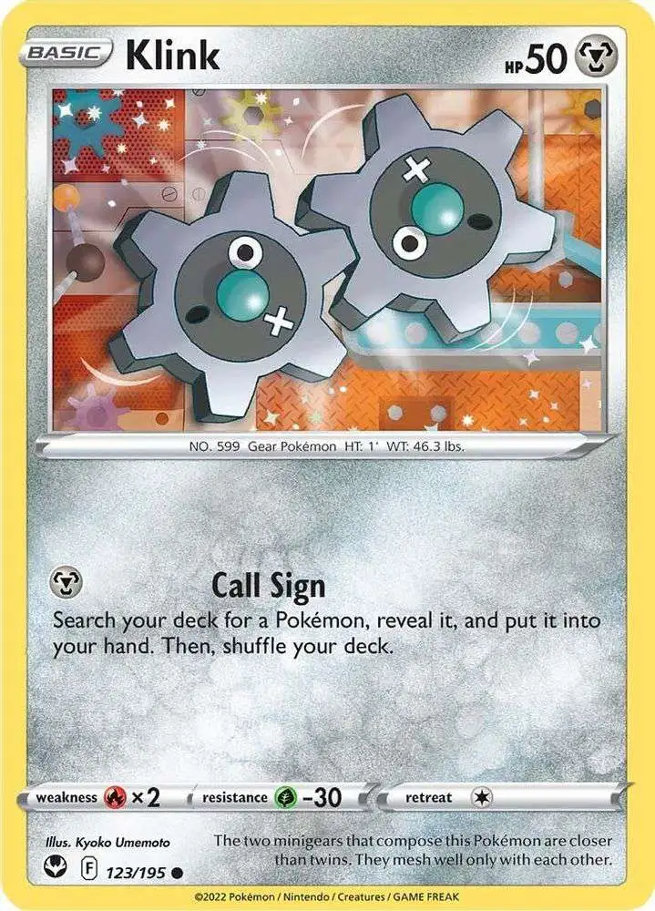 Pokemon Trading Card Game Sword & Shield Silver Tempest Common Klink #123