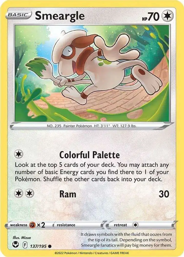 Pokemon Trading Card Game Sword & Shield Silver Tempest Common Smeargle #137