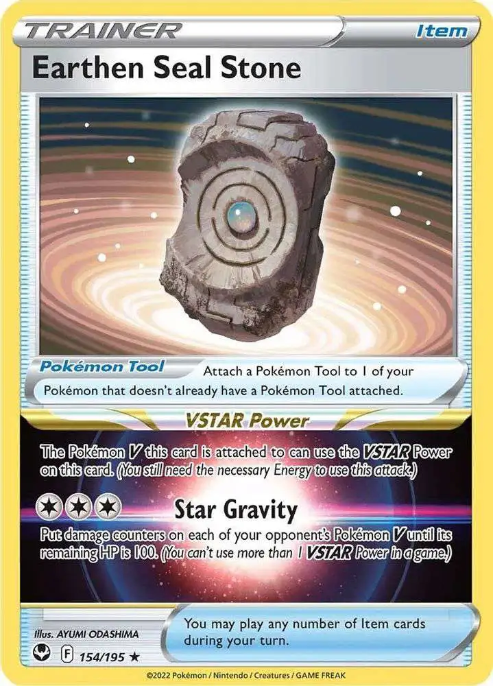 Pokemon Trading Card Game Sword & Shield Silver Tempest Holo Rare Earthen Seal Stone #154