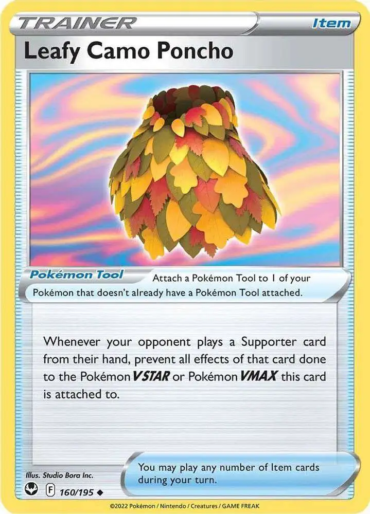 Pokemon Trading Card Game Sword Shield Silver Tempest Single Card Uncommon  Leafy Camo Poncho 160 - ToyWiz