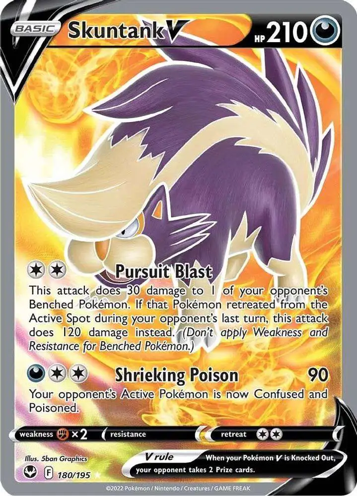 Pokemon Trading Card Game Sword Shield Silver Tempest Single Card Ultra  Rare Skuntank V 180 Full Art - ToyWiz