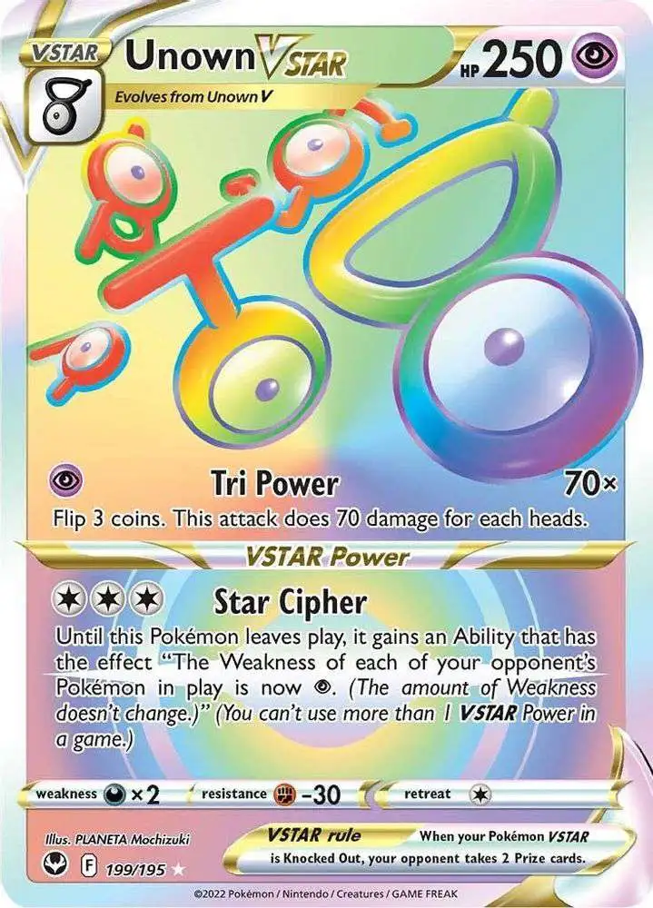 Pokemon Trading Card Game Sword & Shield Silver Tempest Secret Rare Unown VSTAR #199 [Secret]
