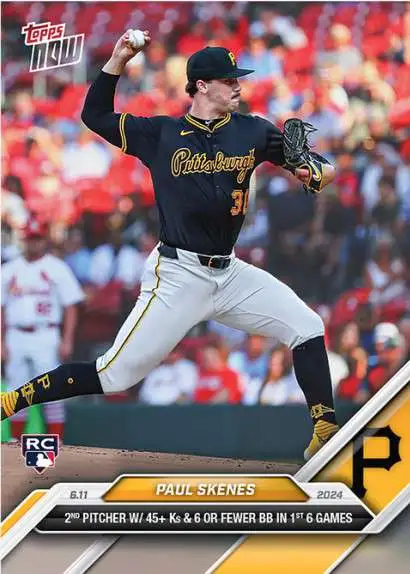 MLB Pittsburgh Pirates 2024 NOW Baseball Paul Skenes #288 [Rookie, 2nd Pitcher with 45+ K's & 6 Or Fewer BB in 1st 6 Games]